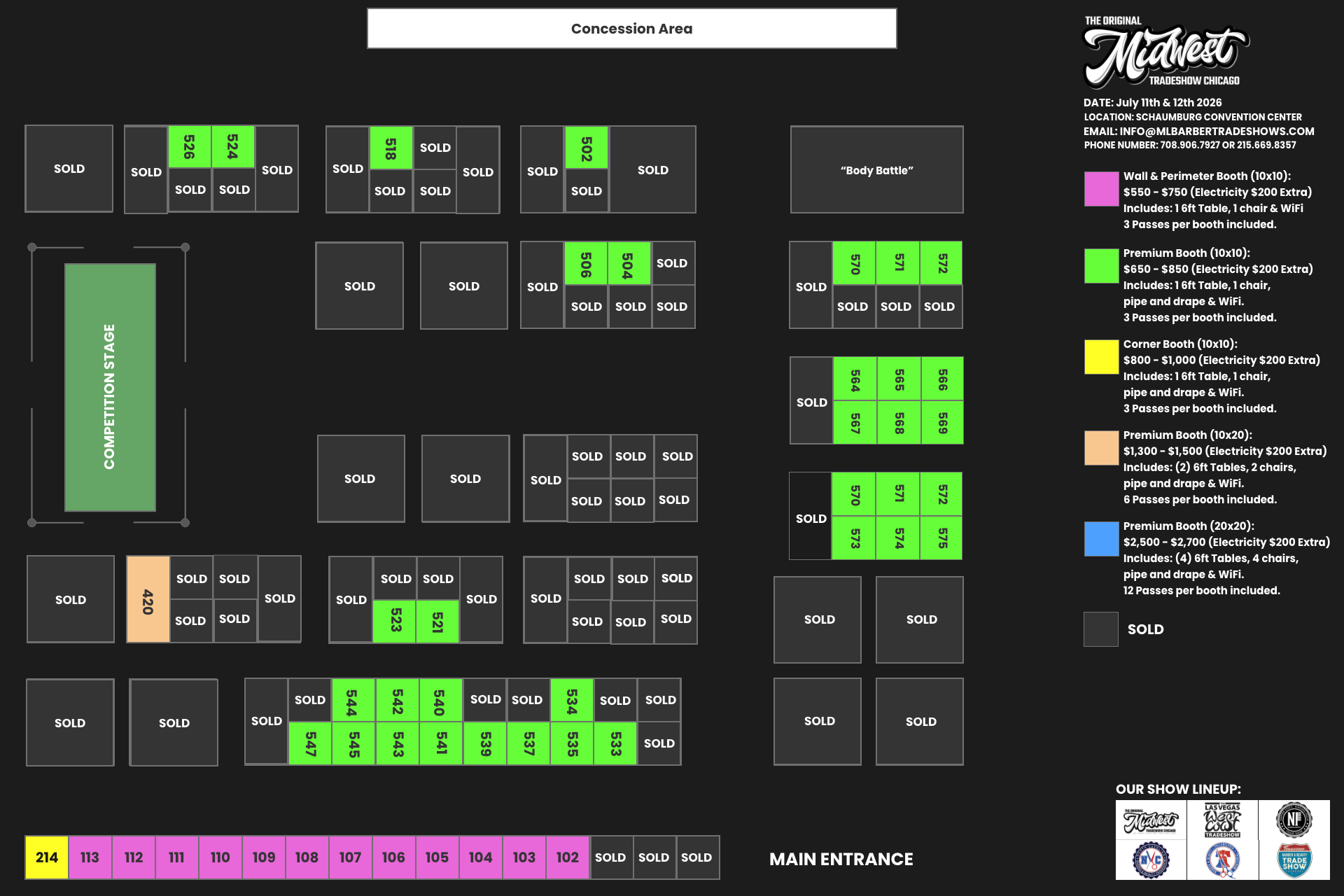The Original Midwest Tradeshow floor plan